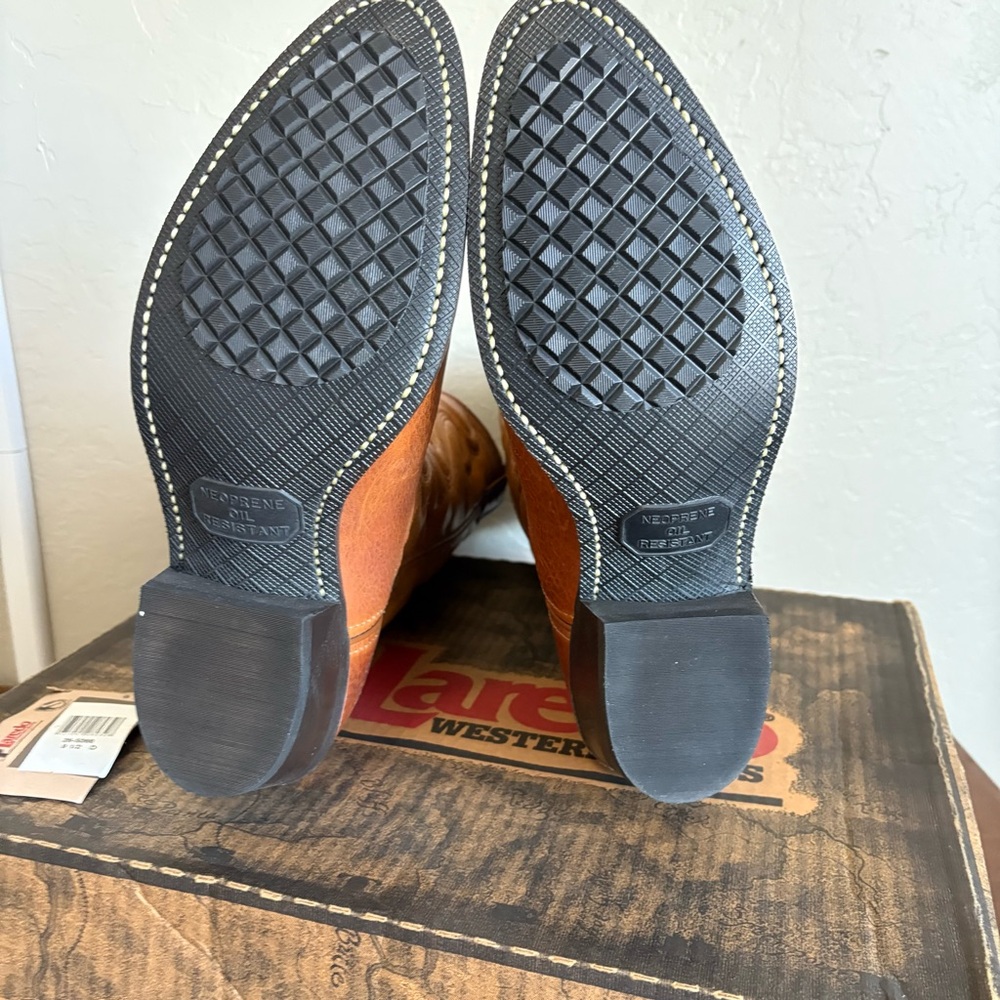 Laredo Western Boots Tobacco Brown Leather Made in USA Size 9.5 D w/ Box unworn - Picture 12 of 12